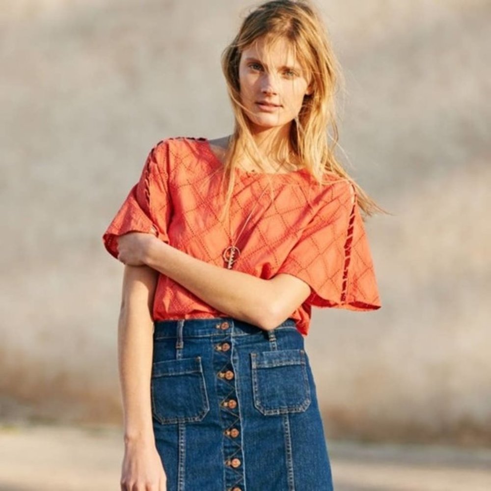 MADEWELL Embroidered Lattice Top